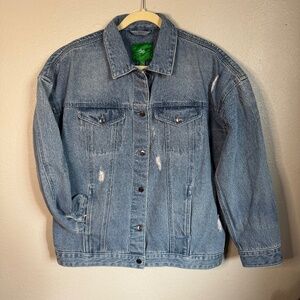 NWT Dip Oversized Distressed Light-wash Denim Jacket